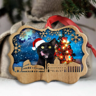 Christmas Black Cat Happy Xmas Light Santa Claus Decor Tree Hanging - Horizontal Ornament - Owl Ohh - Owl Ohh