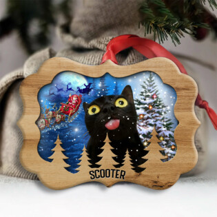 Christmas Black Cat Funny Love Xmas Light Decor Tree Hanging Custom Photo Personalized - Horizontal Ornament - Owl Ohh - Owl Ohh