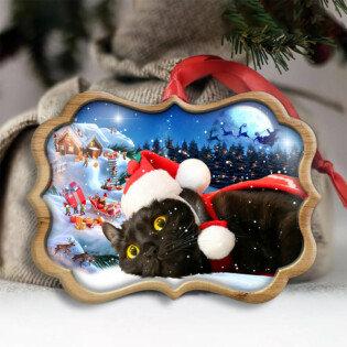 Christmas Black Cat Happy Xmas Light Decor Tree Hanging - Horizontal Ornament - Owl Ohh - Owl Ohh