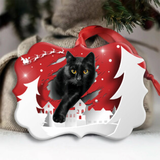 Christmas Black Cat Love Xmas Paper Cut Decor Tree Hanging - Horizontal Ornament - Owl Ohh - Owl Ohh