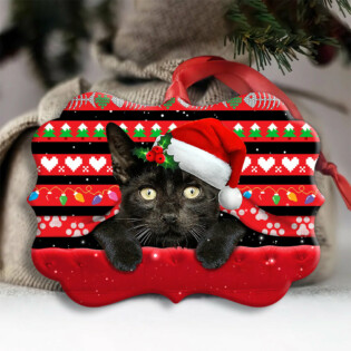 Christmas Black Cat Funny Xmas Decor Tree Hanging - Horizontal Ornament - Owl Ohh - Owl Ohh