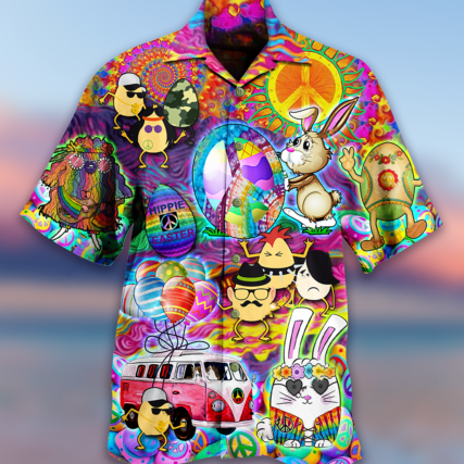 Hippie Easter Peace Life Color Funny Party - Hawaiian Shirt - Owl Ohh - Owl Ohh