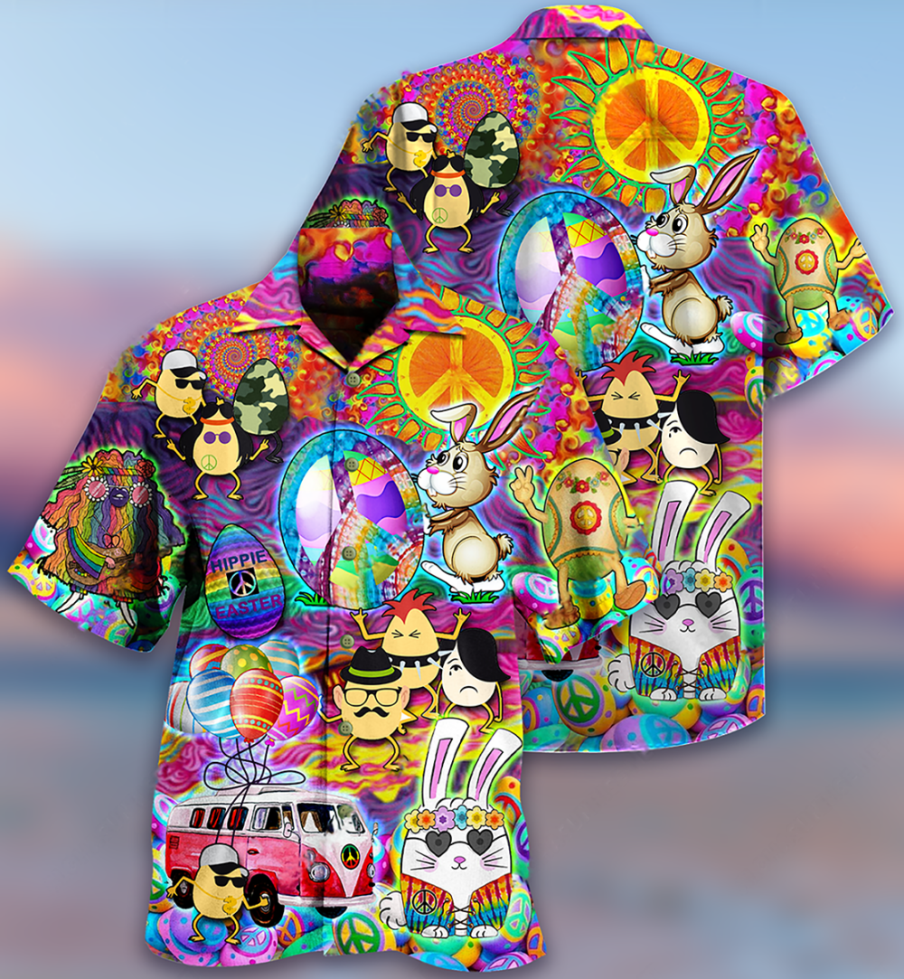 Hippie Easter Peace Life Color Funny Party - Hawaiian Shirt - Owl Ohh - Owl Ohh