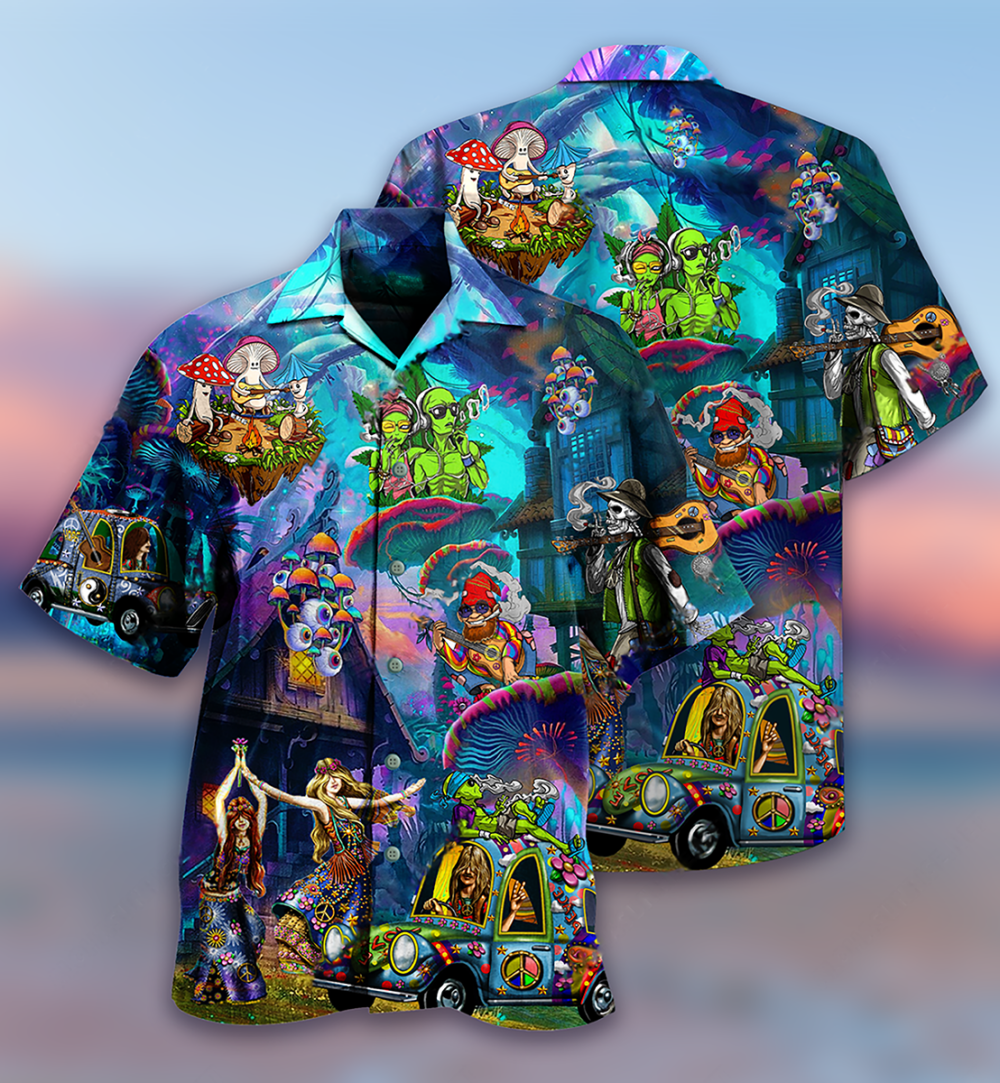 Hippie Alien Skull Peace Life - Hawaiian Shirt - Owl Ohh - Owl Ohh