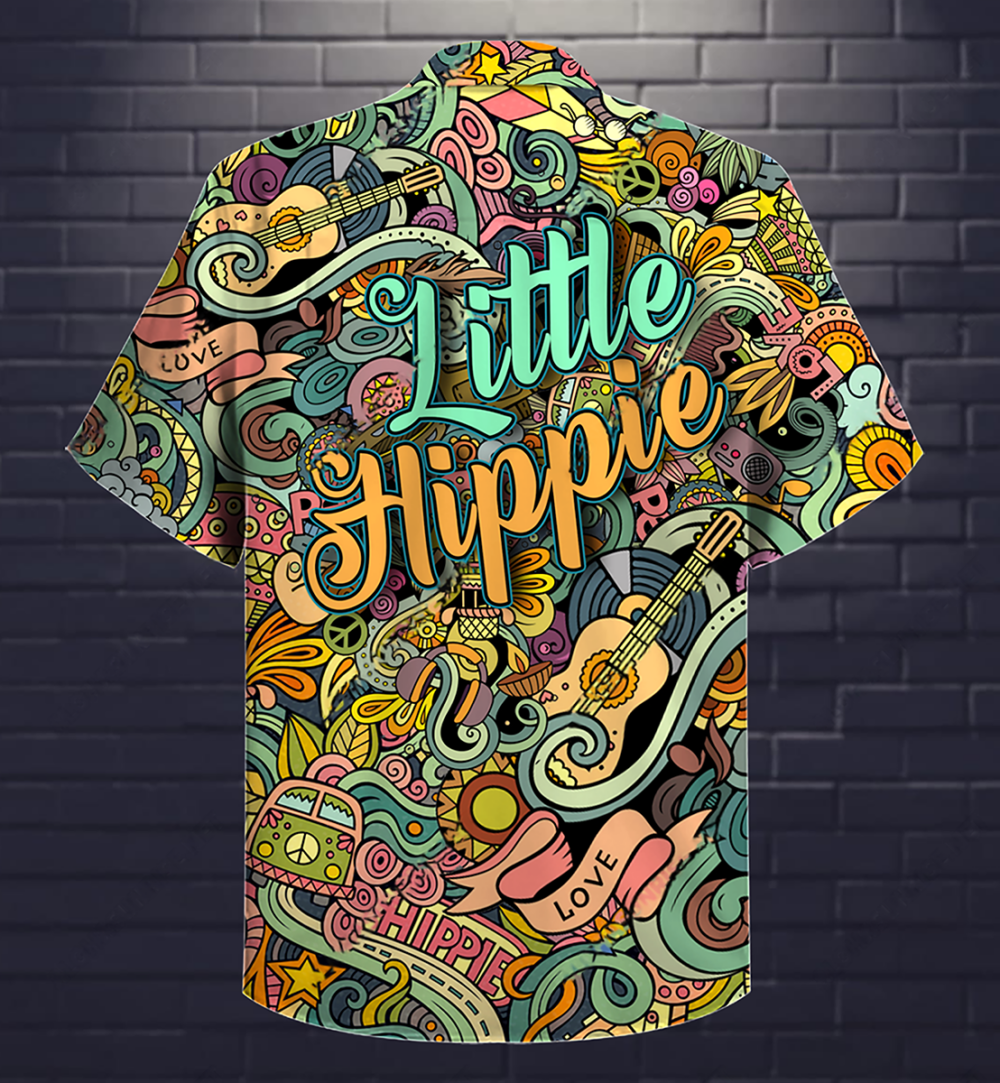 Hippie Music Love Guitar Peace Life Color Little Hippie - Hawaiian Shirt - Owl Ohh - Owl Ohh