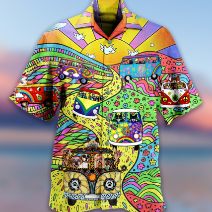 Hippie Dogs And Cats Bus - Hawaiian Shirt - Owl Ohh - Owl Ohh