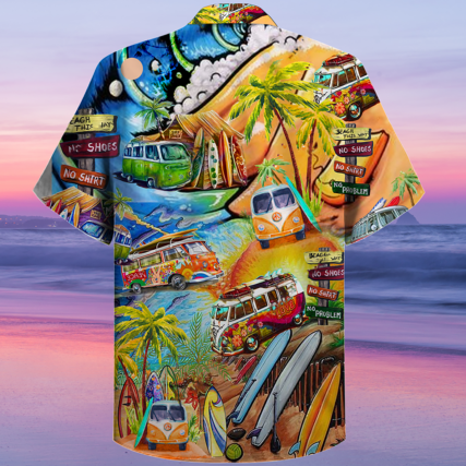Hippie Bus Love Beach Summer - Hawaiian Shirt - Owl Ohh - Owl Ohh