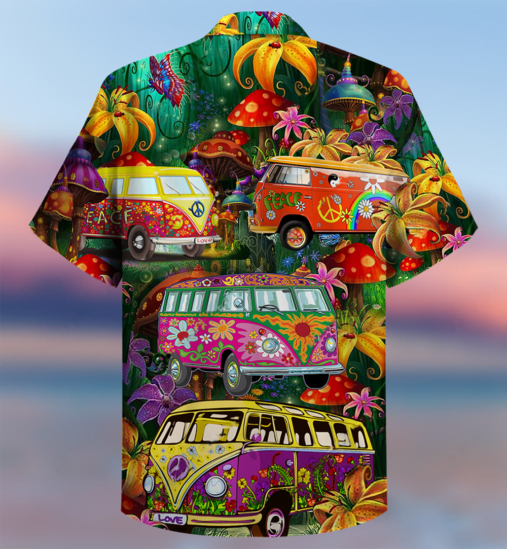 Hippie Bus Peace Life Colorful Style - Hawaiian Shirt - Owl Ohh - Owl Ohh