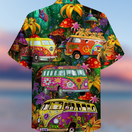 Hippie Bus Peace Life Colorful Style - Hawaiian Shirt - Owl Ohh - Owl Ohh
