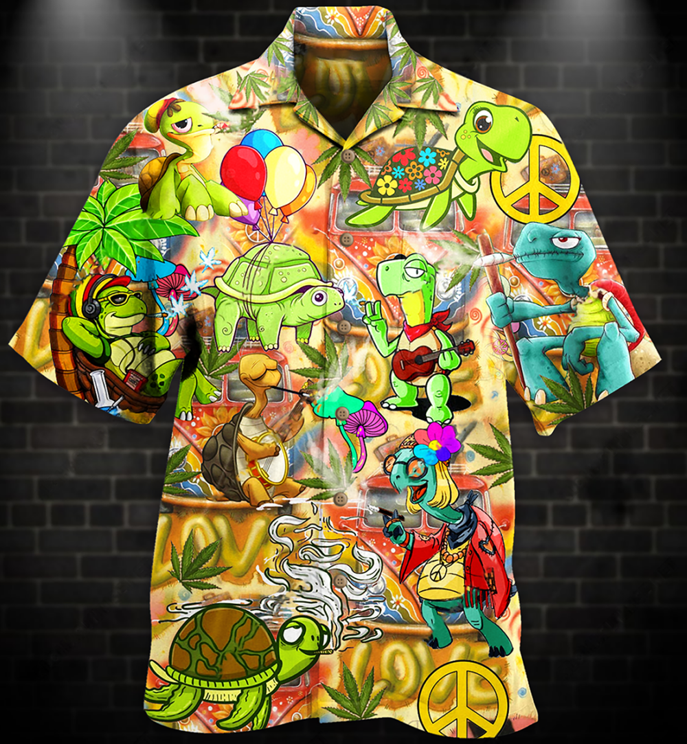 Hippie Turtle Funny Peace Life Color - Hawaiian Shirt - Owl Ohh - Owl Ohh