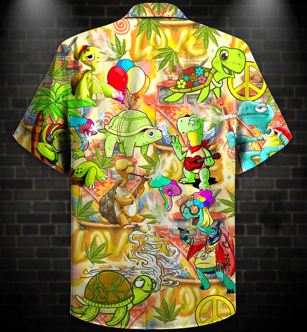 Hippie Turtle Funny Peace Life Color - Hawaiian Shirt - Owl Ohh - Owl Ohh