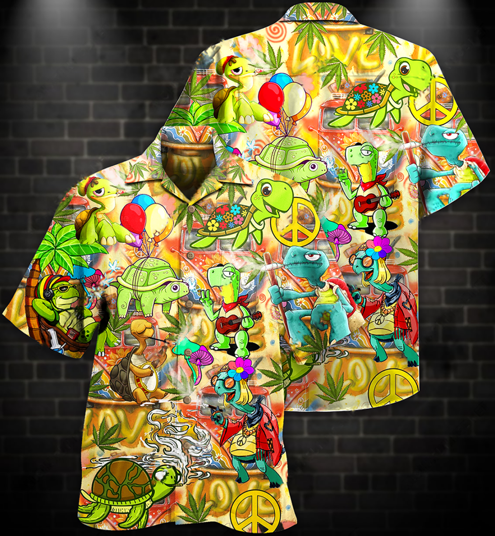 Hippie Turtle Funny Peace Life Color - Hawaiian Shirt - Owl Ohh - Owl Ohh