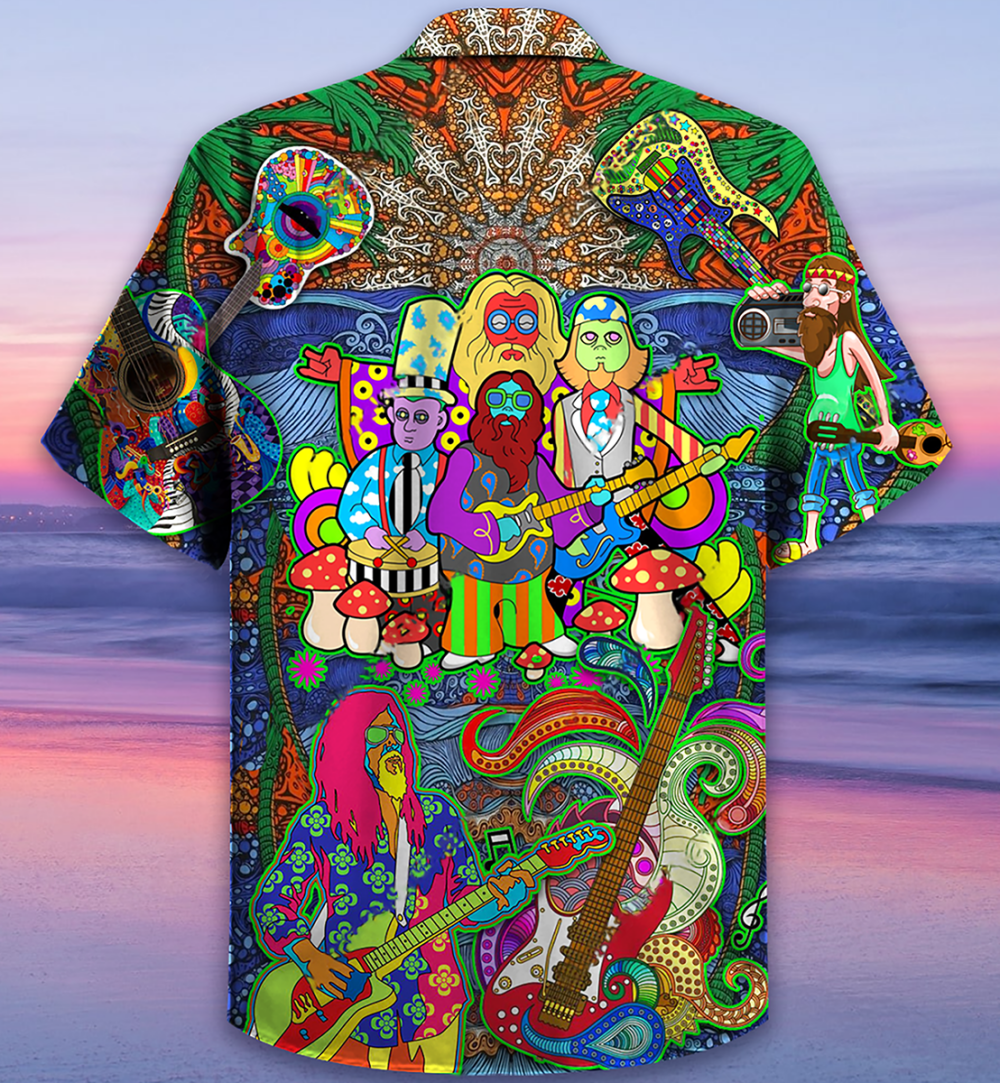 Hippie Music Electric Guitar Colorful Style - Hawaiian Shirt - Owl Ohh - Owl Ohh