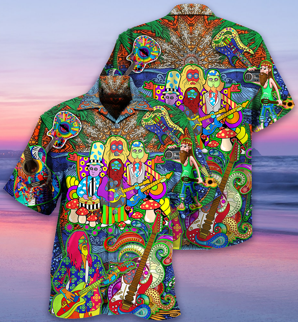 Hippie Music Electric Guitar Colorful Style - Hawaiian Shirt - Owl Ohh - Owl Ohh