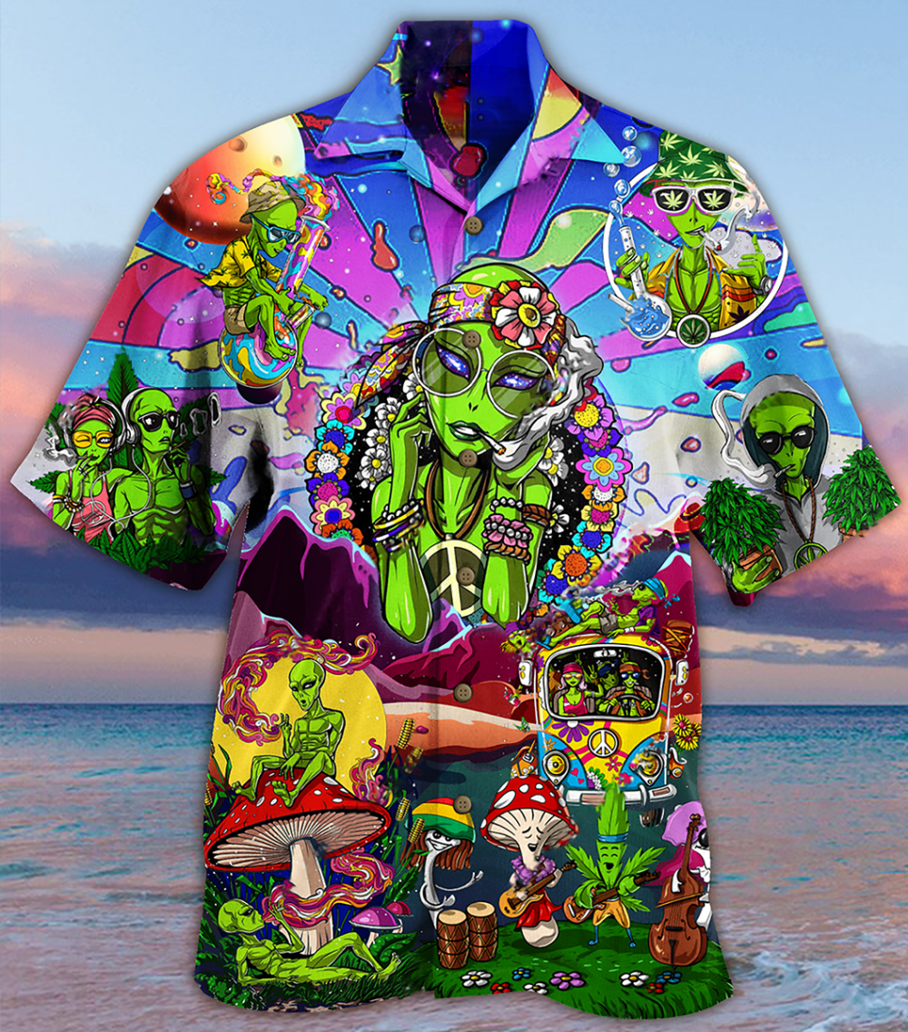 Hippie Alien Peace Life Color - Hawaiian Shirt - Owl Ohh - Owl Ohh