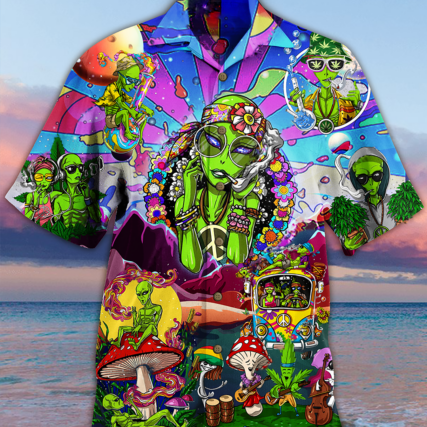 Hippie Alien Peace Life Color - Hawaiian Shirt - Owl Ohh - Owl Ohh