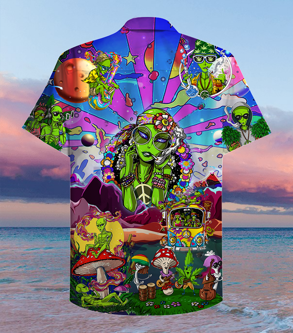Hippie Alien Peace Life Color - Hawaiian Shirt - Owl Ohh - Owl Ohh