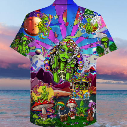 Hippie Alien Peace Life Color - Hawaiian Shirt - Owl Ohh - Owl Ohh