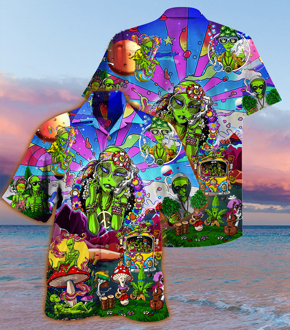 Hippie Alien Peace Life Color - Hawaiian Shirt - Owl Ohh - Owl Ohh