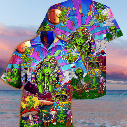 Hippie Alien Peace Life Color - Hawaiian Shirt - Owl Ohh - Owl Ohh