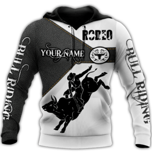 Personalized Name Bull Riding Hoodie Printed Unisex Shirts Black Rodeo
