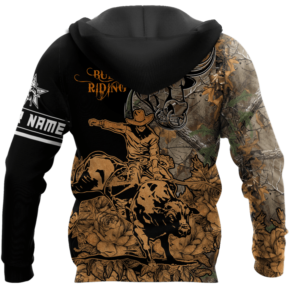 Personalized Name Bull Riding Hoodie Printed Unisex Shirts Camo - BAES01DUC200222