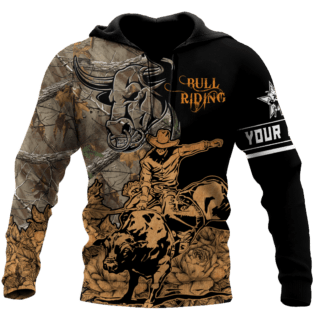 Personalized Name Bull Riding Hoodie Printed Unisex Shirts Camo - BAES01DUC200222