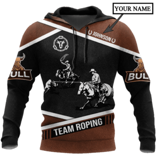 Personalized Name Bull Riding Hoodie Printed Unisex Shirts Black Team Roping