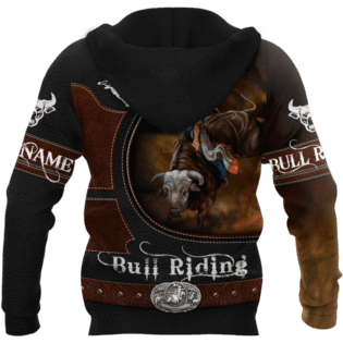 Personalized Name Bull Riding Hoodie Printed Unisex Shirts Brown Ver2