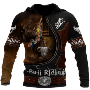 Personalized Name Bull Riding Hoodie Printed Unisex Shirts Brown Ver2