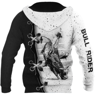 Personalized Name Bull Riding Hoodie Printed Unisex Shirts Black And White Bull Rider