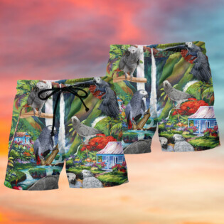 Parrot African Grey Parrot Style - Beach Short - Owl Ohh - Owl Ohh
