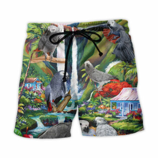 Parrot African Grey Parrot Style - Beach Short - Owl Ohh - Owl Ohh