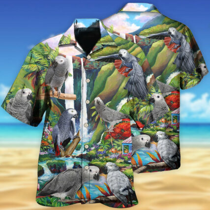 Parrot African Grey Style - Hawaiian Shirt - Owl Ohh - Owl Ohh