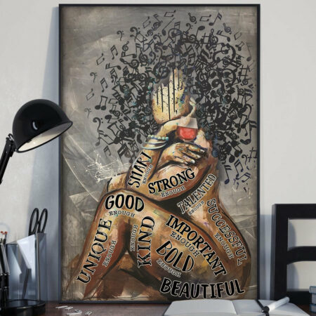 Black Woman Afro Girl Music And Wine I Am All - Vertical Poster - Owl Ohh - Owl Ohh