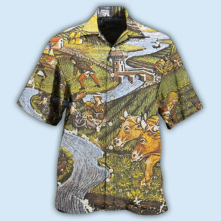 Farm Agriculture Cow Vintage - Hawaiian Shirt - Owl Ohh - Owl Ohh