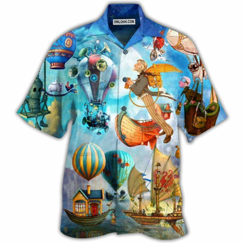 Air Balloon Flying Steampunk World - Hawaiian Shirt - Owl Ohh - Owl Ohh