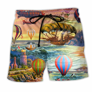Air Balloon Steampunk Amazing Style - Beach Short - Owl Ohh - Owl Ohh