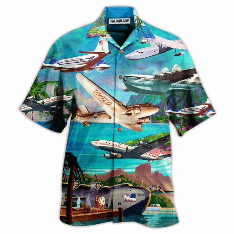 Airplane Fly To Hawaii Aircraft Love Life - Hawaiian Shirt - Owl Ohh - Owl Ohh