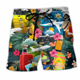 Airplane Take Your Flights Go Anywhere Tropical Floral - Beach Short - Owl Ohh - Owl Ohh