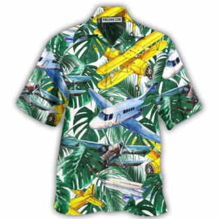 Airplane Tropical Leaf Wish Right Now - Hawaiian Shirt - Owl Ohh - Owl Ohh