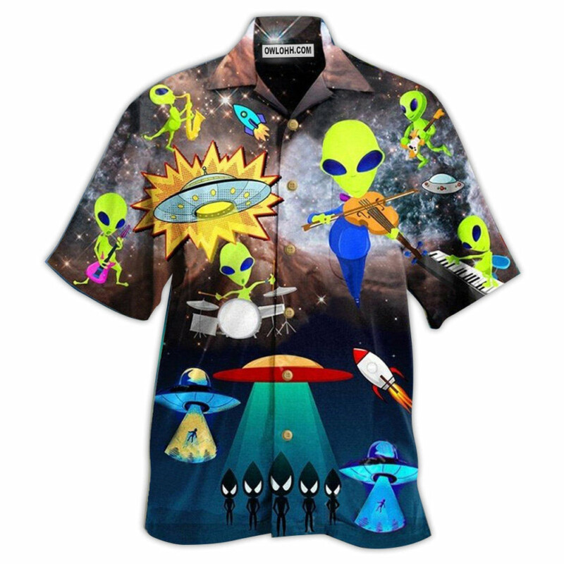 Alien With Music And Fun - Hawaiian Shirt - Owl Ohh - Owl Ohh
