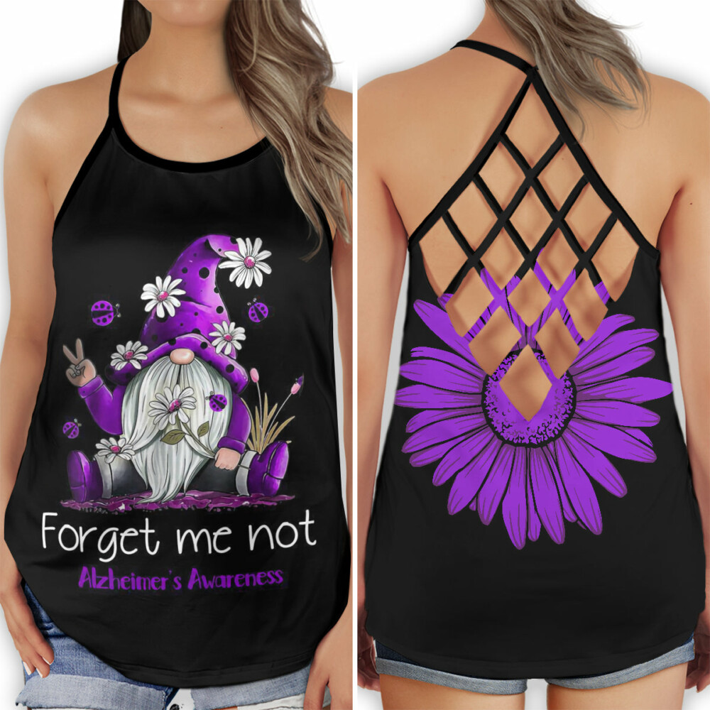 Alzheimer's Awareness Forget Me Not - Cross Open Back Tank Top - Owl Ohh - Owl Ohh