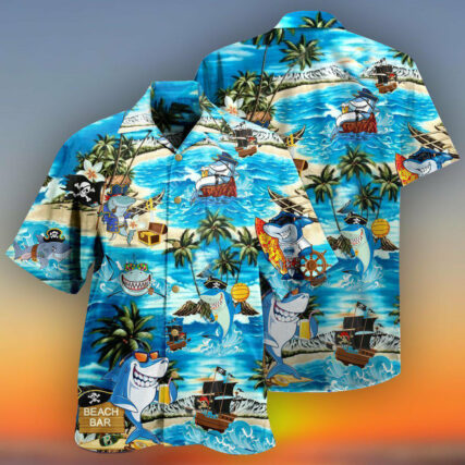 Shark Amazing Pirate Beach Bar - Hawaiian Shirt - Owl Ohh - Owl Ohh