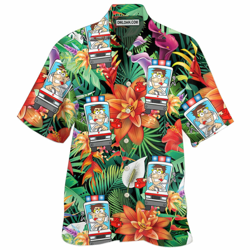 Ambulance Driver Tropical Floral Style - Hawaiian Shirt - Owl Ohh - Owl Ohh