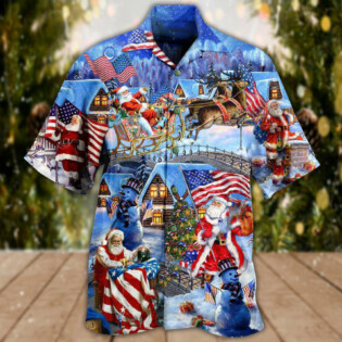 Christmas America Christmas Patriotic Santa Claus - Hawaiian Shirt - Owl Ohh - Owl Ohh