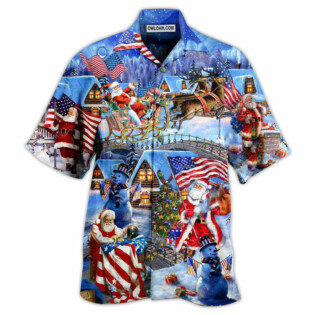 Christmas America Christmas Patriotic Santa Claus - Hawaiian Shirt - Owl Ohh - Owl Ohh