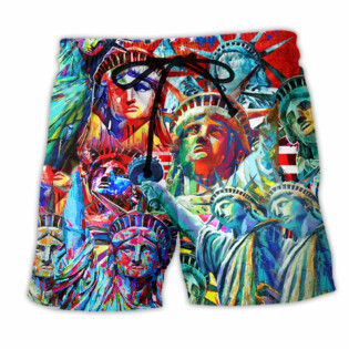 America Color Statue Of Liberty - Beach Short - Owl Ohh - Owl Ohh