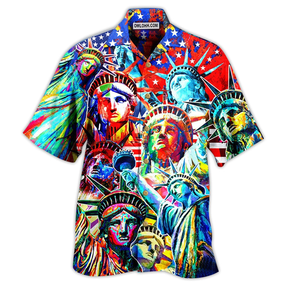 America Colorful Statue Of Liberty - Hawaiian Shirt - Owl Ohh - Owl Ohh