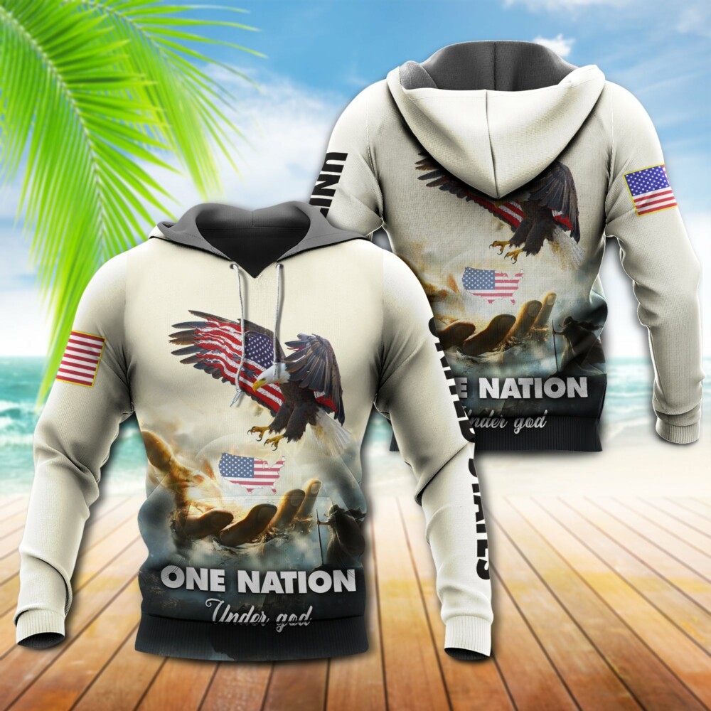 America Eagle One Nation Under God - Hoodie - Owl Ohh - Owl Ohh